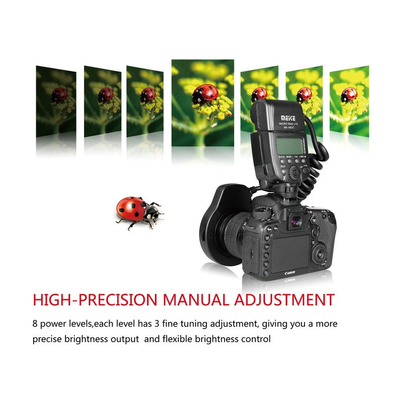 Meike MK-14EXT-C E-TTL Macro LED Ring Flash with LED AF Assist Lamp for EOS 4000D 70D 77D 80D Rebel T7i T6i T6s T6 T5i T5 T4i T3i SL2 and Other EOS Digital DSLR Camera with Standard Hot Shoe Stand - Image 3